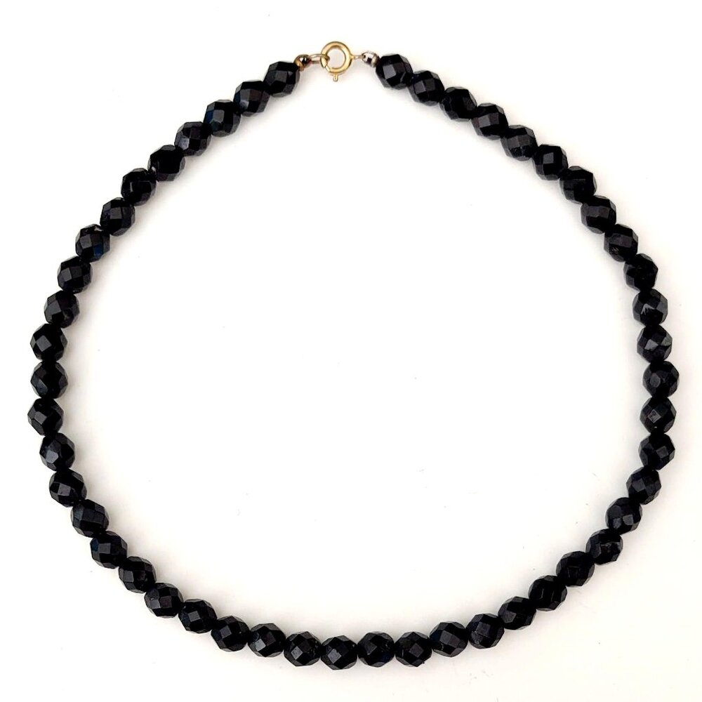 Black glass bead choker necklace - Picture 8 of 11